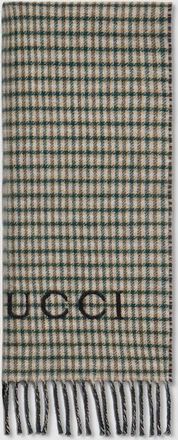 Gucci Tartan Cashmere Wool Scarf, Green