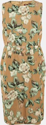 Max Mara Brown Printed Cotton Blend Midi Dress Xl