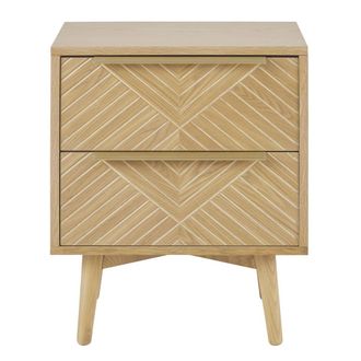 Maisons du monde Mesita de noche tallada con 2 caj&oacute;nes