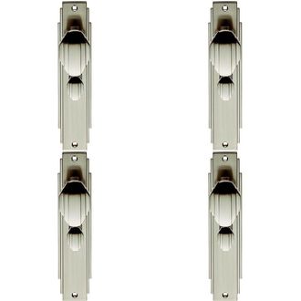 Loops 4x PAIR Line Detailed Door Knob on Bathroom Backplate 205 x 45mm Satin Nickel in Metallics