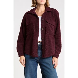Beach Lunch Lounge Tory Boxy Crop Faux Shearling Shirt Jacket in Aged Bordeaux at Nordstrom, Size X-Large