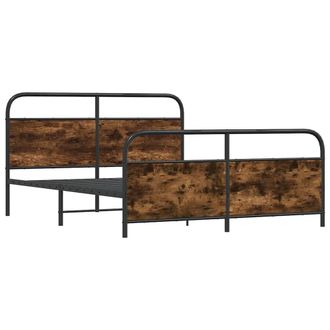 Berkfield Home Metal Bed Frame without Mattress Smoked Oak 160x200 cm in Brown