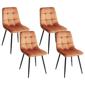 Beliani Conjunto De 4 Sillas De Comedor Moderno Patas De Hierro Terciopelo Blanco Crema Powell