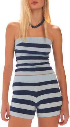 Free People Sassa Frass Strapless Top & Shorts Set in Ice Water Combo at Nordstrom, Size X-Small