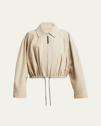 Loewe Cropped Zip Up Drawstring Balloon Jacket