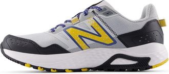 New Balance Mens 410 V8 Trail Running Shoe, Grey Matter/Blue Oyster/Baroque Gold, 10 X-Wide