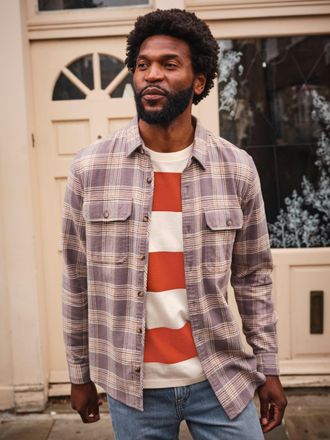 Fat Face FatFace Westry Light Grey Long Sleeve Check Shirt