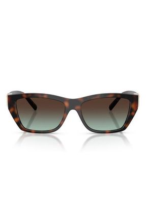 Tiffany & Co. 56mm Rectangular Sunglasses in Havana /Azure Gradient Brown at Nordstrom