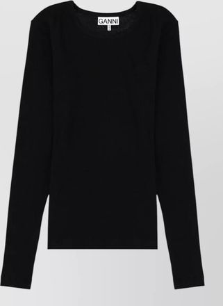 Ganni long sleeve crew neck womens top