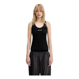 Palm Angels Logo Ribbed Tank Top - Tops - Mujer - Negro - M