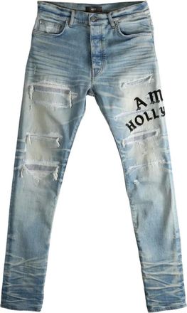 Amiri distressed embroidered jeans - Marrone