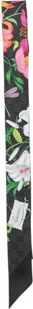 Gucci Black Flora Printed Bandana Scarf