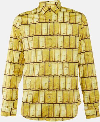 Love Moschino Yellow Gold Bar Print Cotton Long Sleeve Shirt