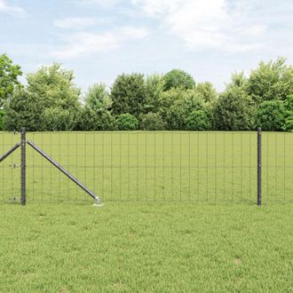 Berkfield Home Euro Fence with 7 Spike Posts 0.4x10 m Galvanised Steel Grey in Silver