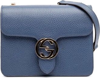 Gucci Pre-owned Cross Body Bags, female, Blue, Size: ONE SIZE Pre-owned Pebbled Leather Shoulder Bag