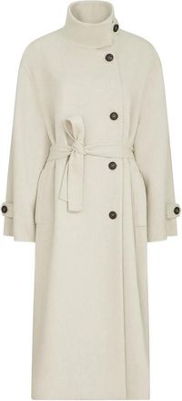 Brunello Cucinelli Hand-crafted Coat In Cashmere-beaver Double Cloth With Belt And Monili
