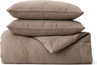 Boll & Branch Dream Duvet Cover & Shams Set in Walnut at Nordstrom, Size Twin