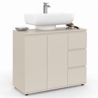 IDMarket Mueble De Ba&ntilde;o Tomi Con Armario Y 3 Cajones Beige
