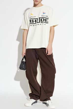Rhude T-shirt With Print, Mens, Cream