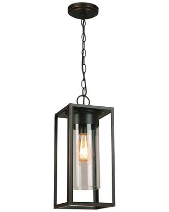 Eglo Eglo Walker Hill 1 Light Outdoor Pendant With Oil Rubbed Bronze Finish & Clear Glass