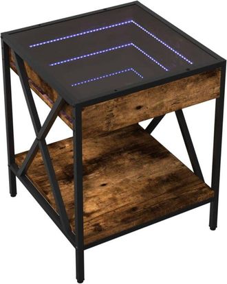 vidaXL Vidaxl - Mesita de noche con Infinity led roble ahumado 40x40x49 cm