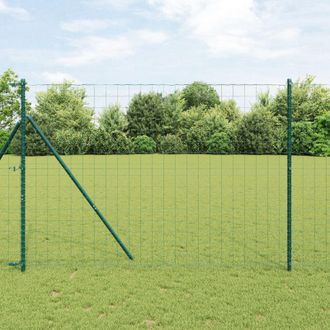 Berkfield Home Euro Fence with 7 Posts 1.5x10 m Galvanised Steel Green in Silver
