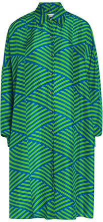 Dries Van Noten Dasia Striped Silk Midi Shirt Dress - Green - 40 (UK12 / M)