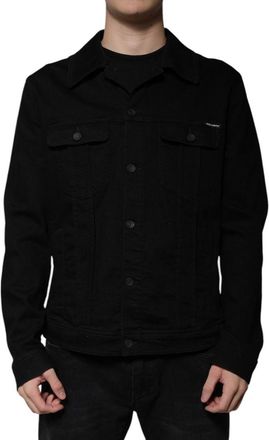 Dolce & Gabbana Mens Classic Buttondown Jacket - Black Cotton - Size EU 52 (Mens)