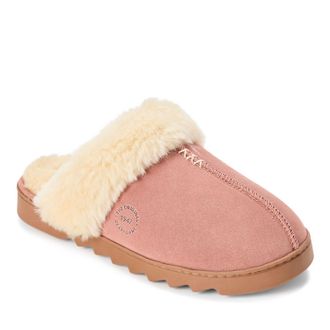 Dearfoams Womens Helena Genuine Suede Scuff House Shoe Slipper