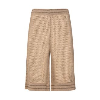 Ga&euml;lle Paris Mesh Knit Bermuda Shorts - Dames - Korte Broeken - Beige - S - Katoen - Korte Broeken