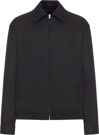 Gucci Jassen, Heren, Zwart, XL, Zwarte ritssluiting web-gestreepte jas