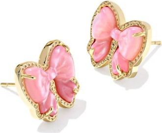 Kendra Scott Haley Bow Stud Earrings In Gold Blush Ivory Mother Of Pearl