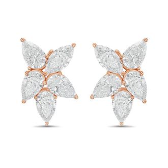 Diana M. Jewels 14KW RG 8.00 Ct TW of Lab grown pear and marquise shape diamonds cluster earrings