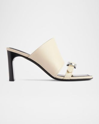 Balenciaga Bel Air Leather Buckle Mule Sandals