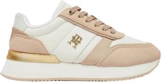 Tommy Hilfiger Witte Roze Fashion Runner Sneakers - Dames - Sneakers - Veelkleurig - 37 EU - Leer - Schoenen