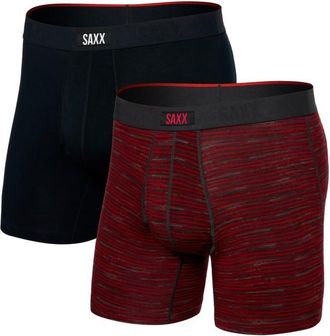 Saxx Vibe Xtra Boxer Brief Fly 2-Pack Kunstfaserunterw&auml;sche f&uuml;r Herren | rot/schwarz