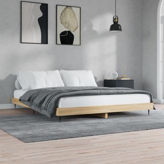 Berkfield Home Bed Frame Sonoma Oak 120x200 cm Engineered Wood in Brown | Size: Small Double