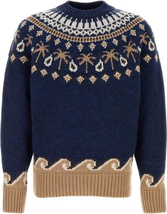 Alanui Navy Blue Jacquard Sweater