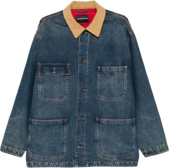 Emporio Armani Chaqueta vaquera de algod&oacute;n con cuello de pana - Jackets - Hombre - Azul - 2XL