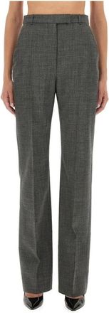 Alexander McQueen Pantalones de Traje de Cintura Alta - Trousers - Mujer - Gris - M