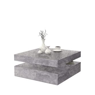 Les Tendances Les Tendances - Mesa De Centro Giratoria - Panel De Part&iacute;culas - Decor Concreto Gris Claro - Cl&aacute;sico - L 78 X P 78 X H 35,4 Cm - Coffee