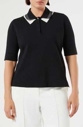 Marina Rinaldi Finito Polo Sweater in Black at Nordstrom, Size X-Large