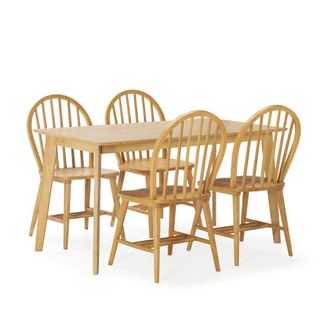 HOMN Juego de mesa 140x80 cm y 4 sillas de comedor color roble