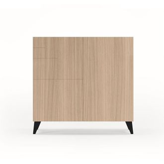 HERDASA Zapatero Modelo Bergen 512, Nogal Claro Con Patas Negras