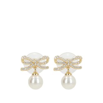 Self Portrait Bow-detail Pearl-drop Earrings