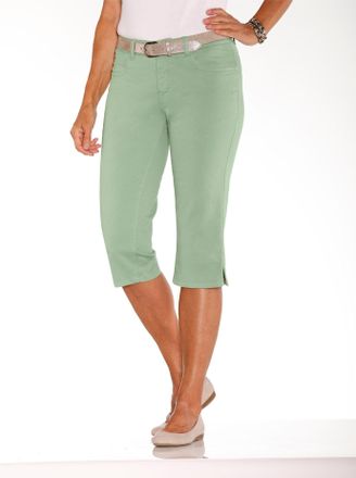 Casual Looks Caprijeans CASUAL LOOKS, Damen, Gr. 38, Normalgr&ouml;ssen, gr&uuml;n (eucalyptus), 97% Baumwolle, 3% Elasthan, unifarben, knielang, Jeans Caprijeans