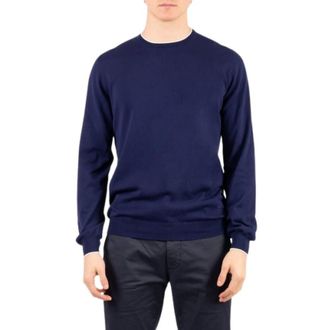 Fay Round-neck Knitwear, male, Blue, Size: 2XL Round-neck Knitwear