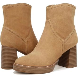 Naturalizer Orlean Boots Womens Golden Caramel Suede Block Heel Bootie Lion904