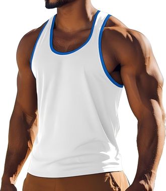 Generic Mens Vests Sleeveless Crewneck Gym Mens Tank Top Casual Summer Tshirt Running Sports Vests Tee White