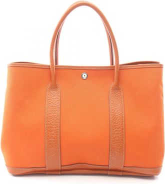Herm&egrave;s Brown Buffalo Leather Toile Officier Handbag Tote Bag (Pre-Owned)